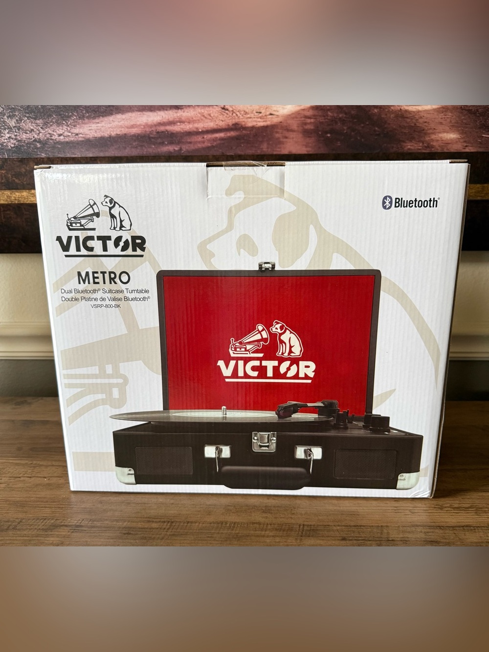 Victor Metro Dual Bluetooth Portable Suitcase 3-Speed Turntable - Red/Black